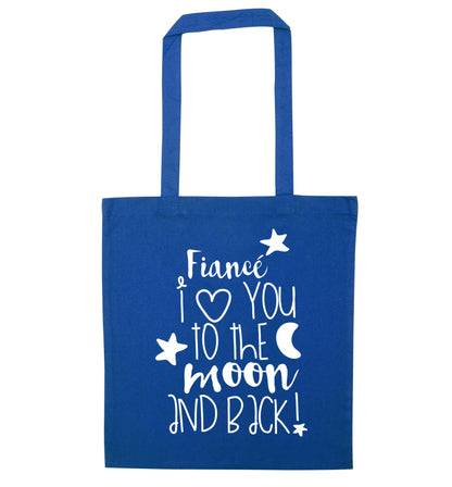 Fianc√© I love you to the moon and back blue tote bag
