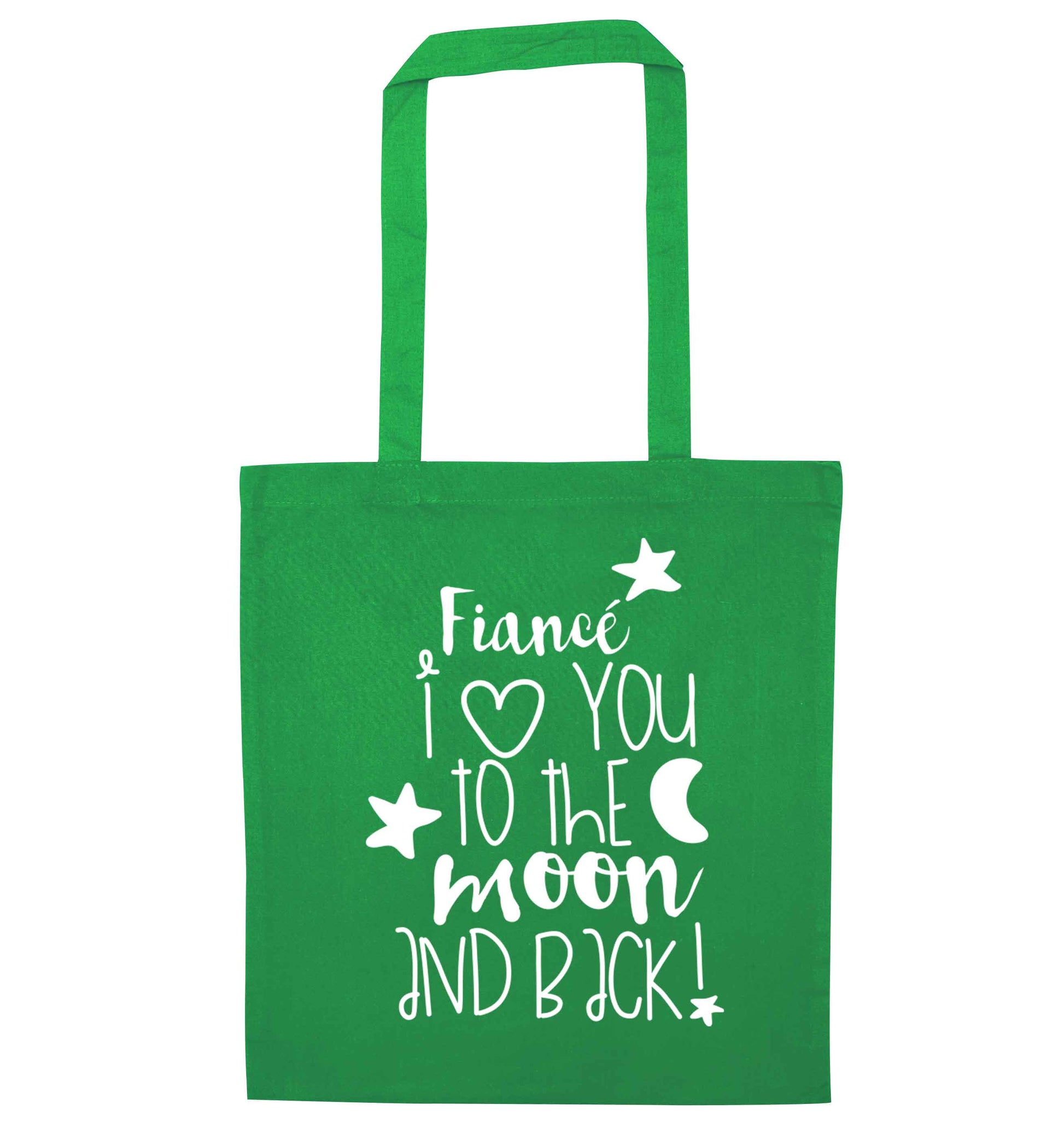 Fianc√© I love you to the moon and back green tote bag