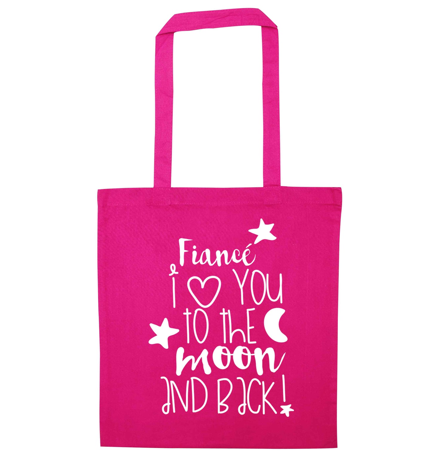 Fianc√© I love you to the moon and back pink tote bag