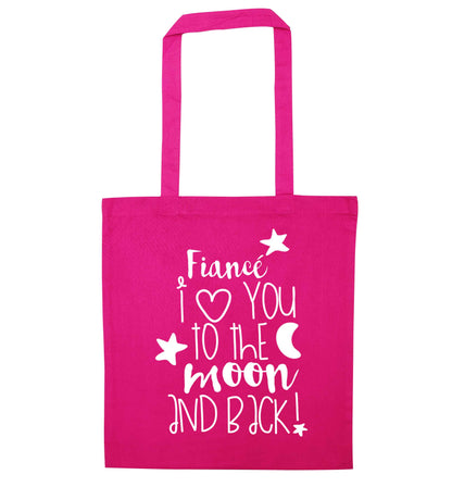 Fianc√© I love you to the moon and back pink tote bag