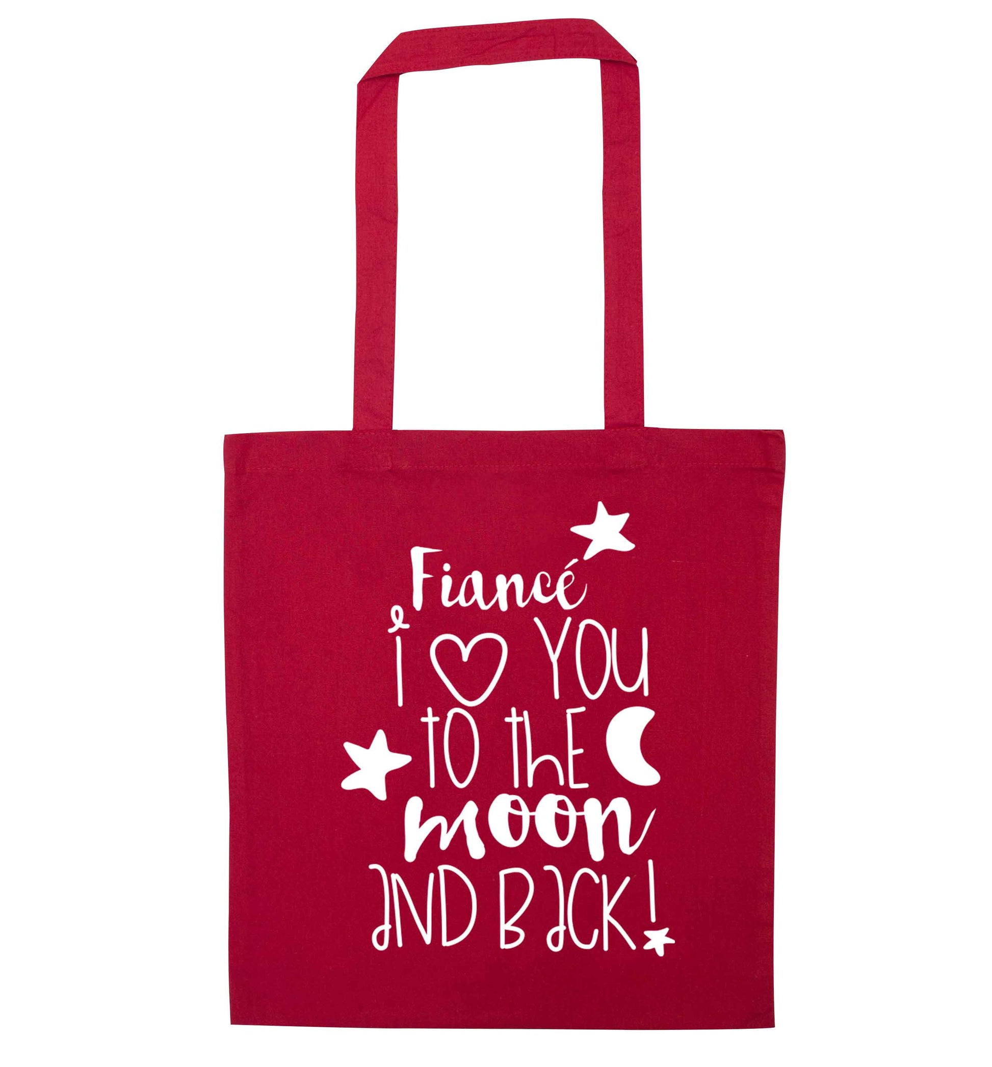 Fianc√© I love you to the moon and back red tote bag
