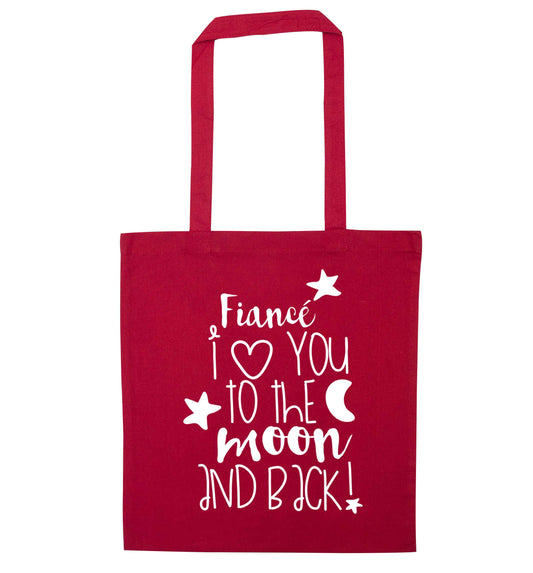 Fianc√© I love you to the moon and back red tote bag