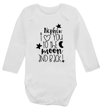 Nephew I love you to the moon and back Baby Vest long sleeved white 6-12 months