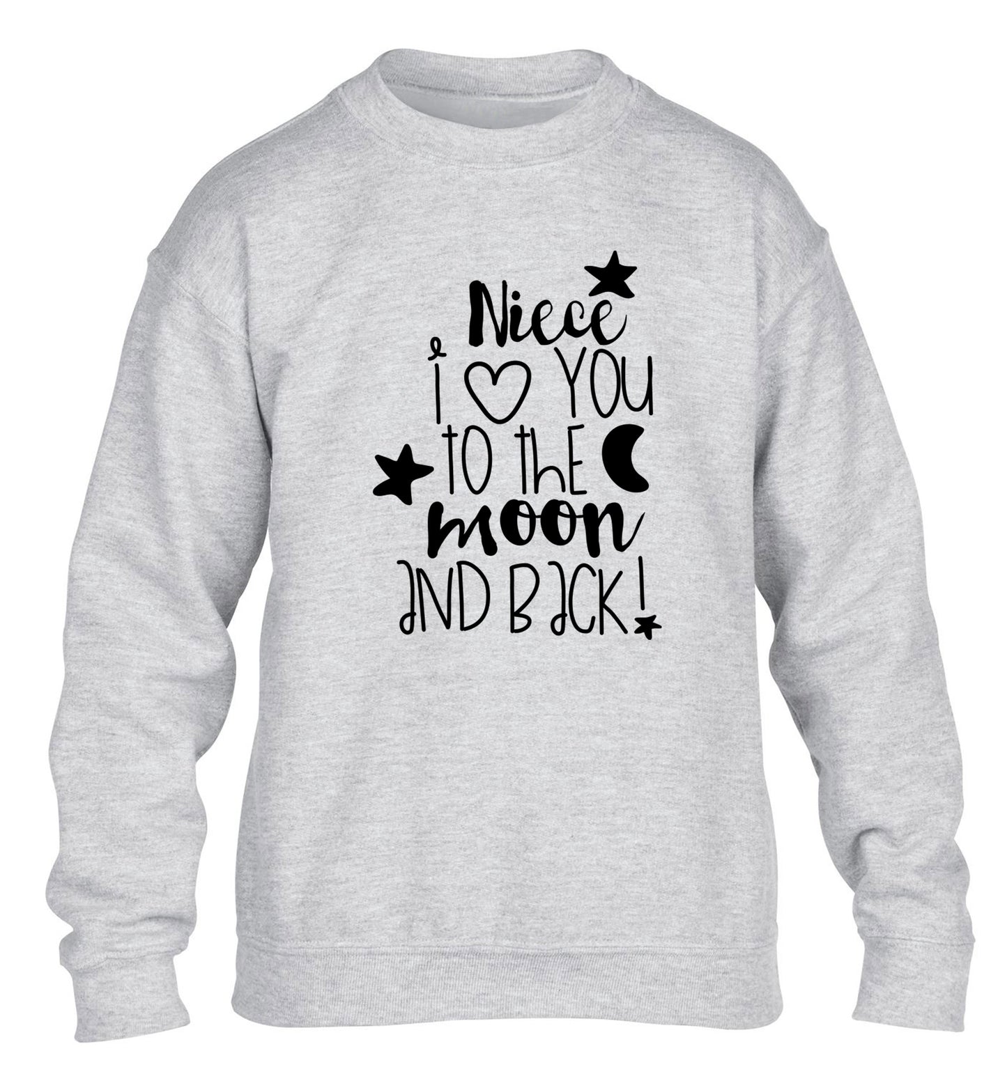 Niece I love you to the moon and back children's grey  sweater 12-14 Years