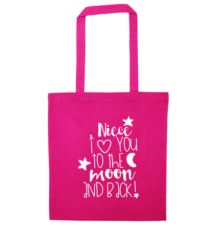 Niece I love you to the moon and back pink tote bag