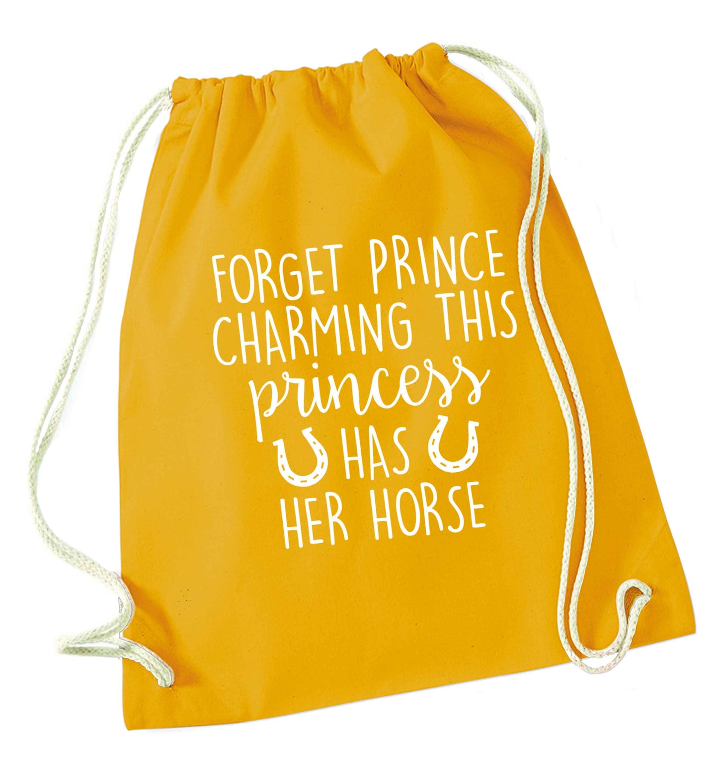 Forget prince charming this princess has her horse mustard drawstring bag
