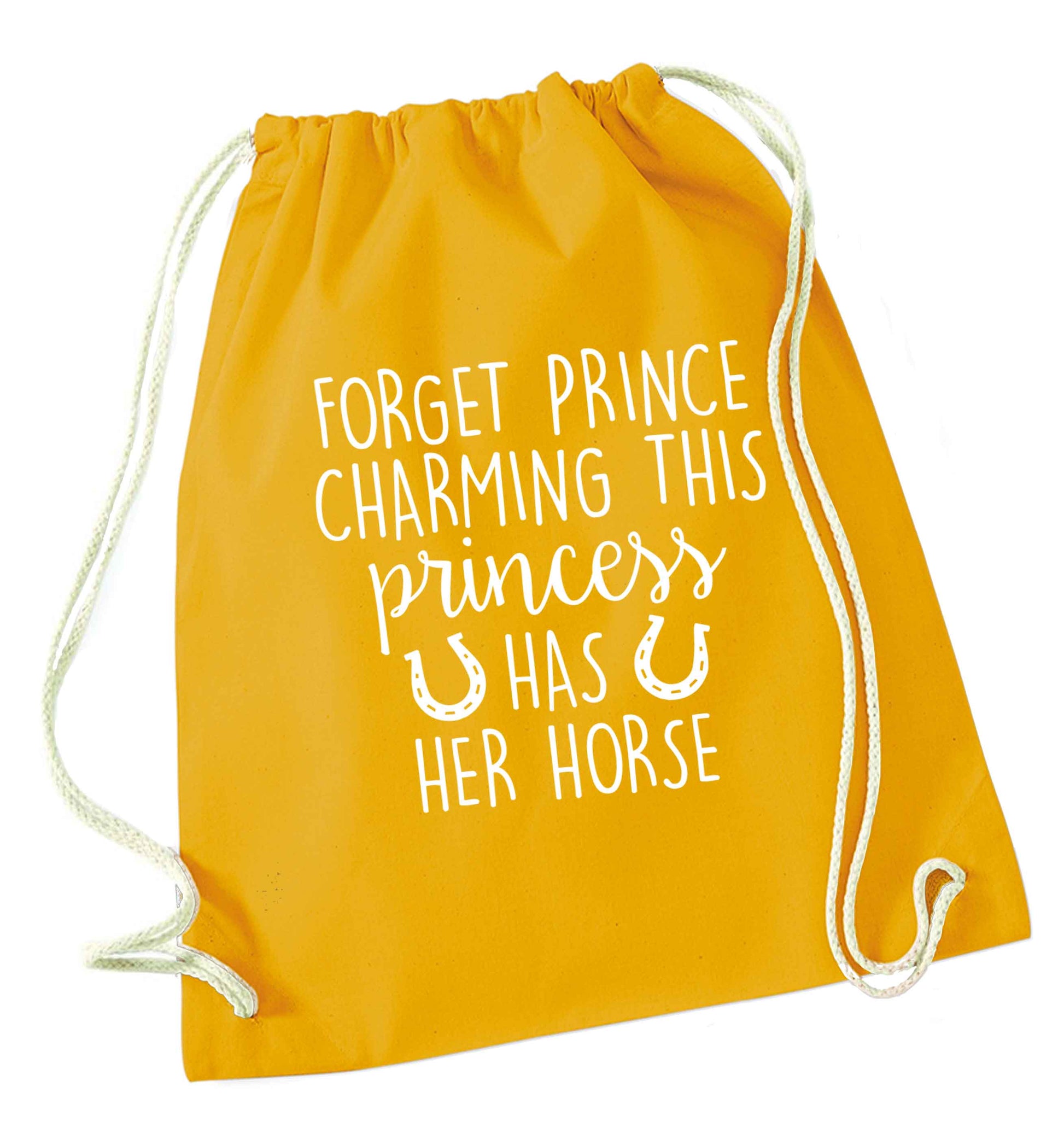 Forget prince charming this princess has her horse mustard drawstring bag