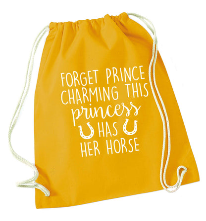 Forget prince charming this princess has her horse mustard drawstring bag