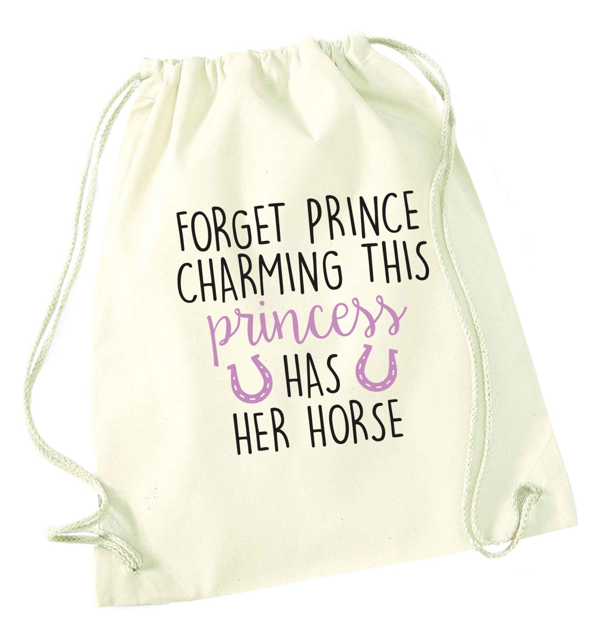 Forget prince charming this princess has her horse natural drawstring bag