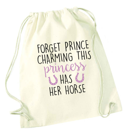 Forget prince charming this princess has her horse natural drawstring bag