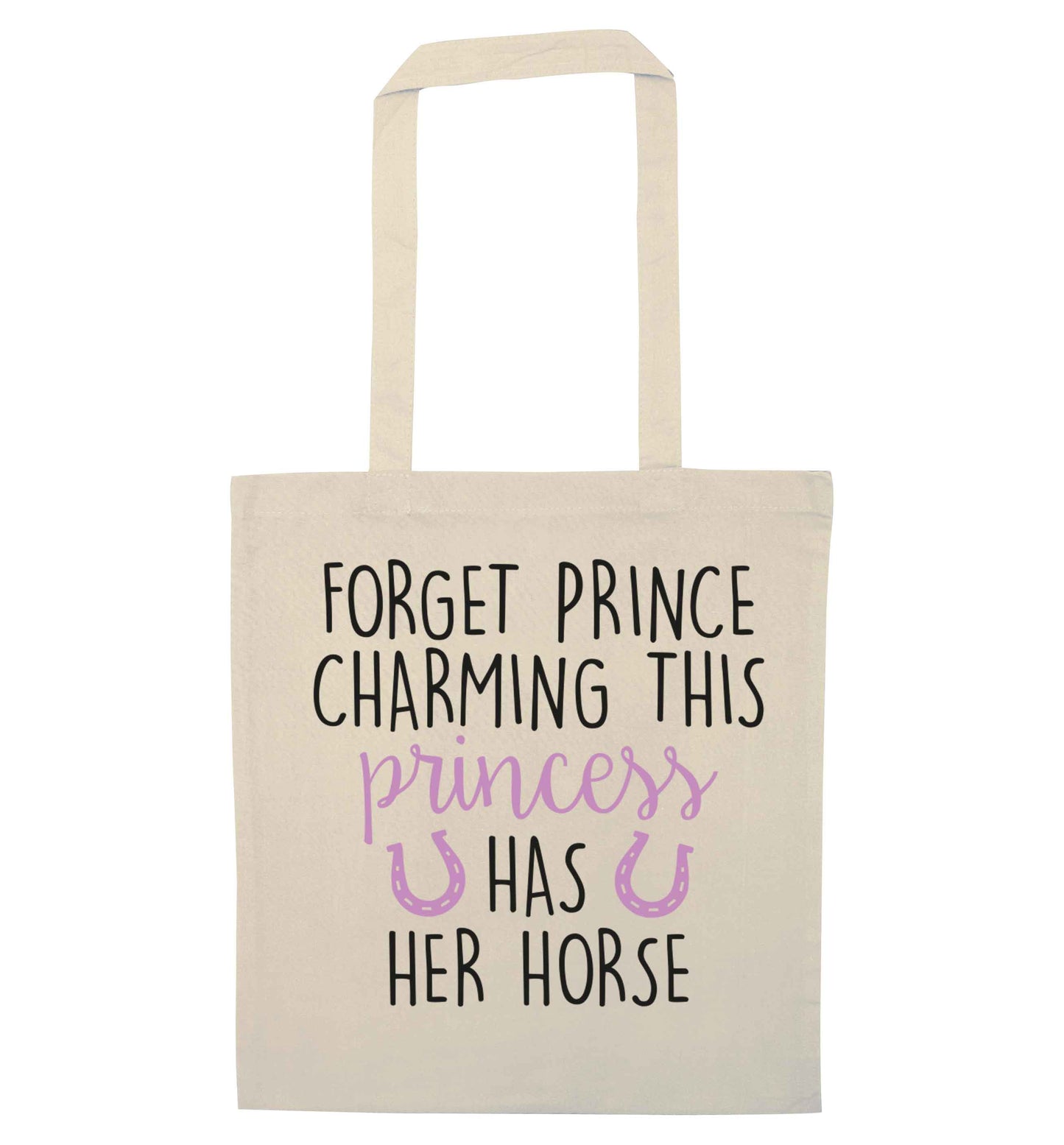 Forget prince charming this princess has her horse natural tote bag