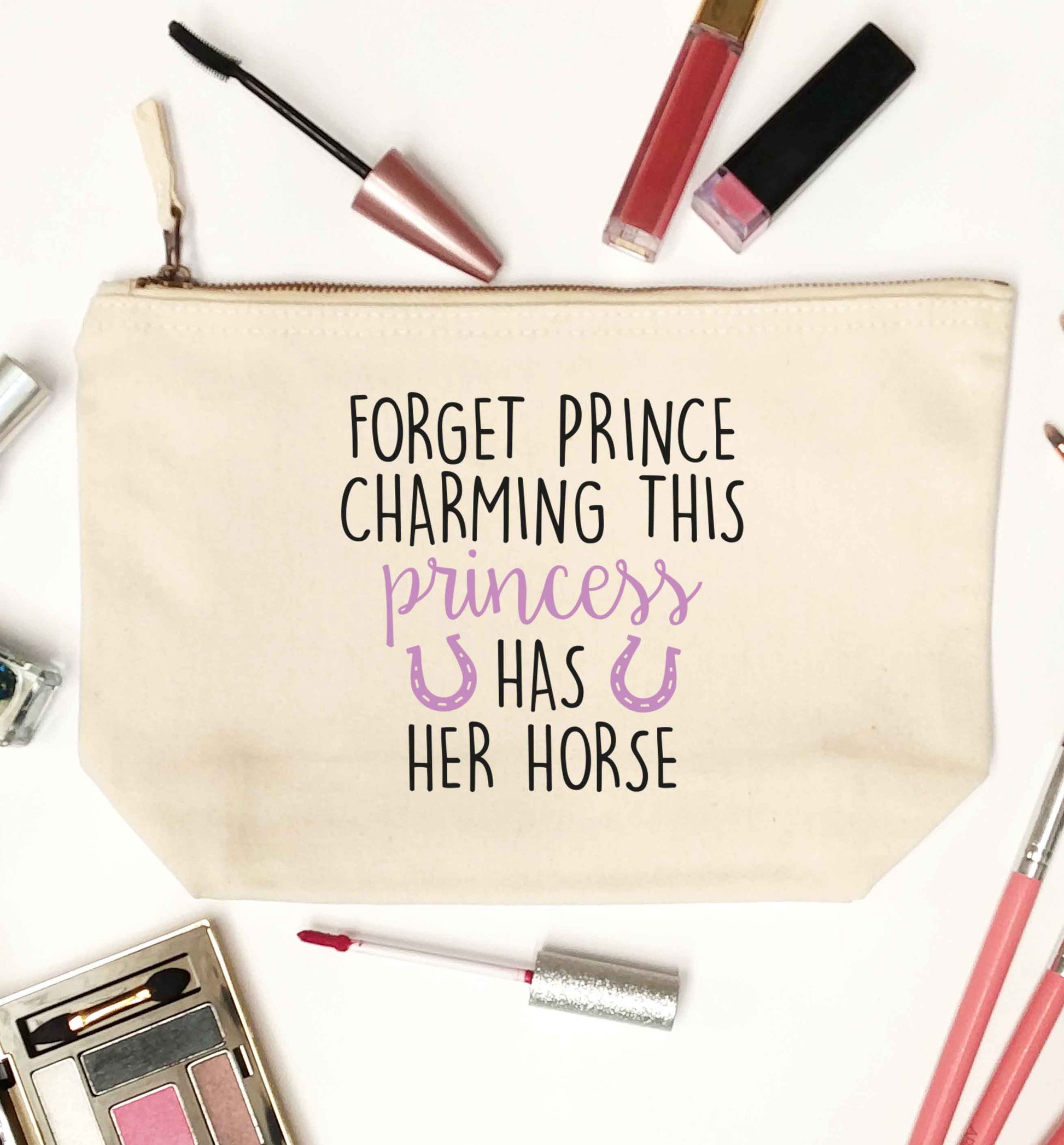 Forget prince charming this princess has her horse natural makeup bag