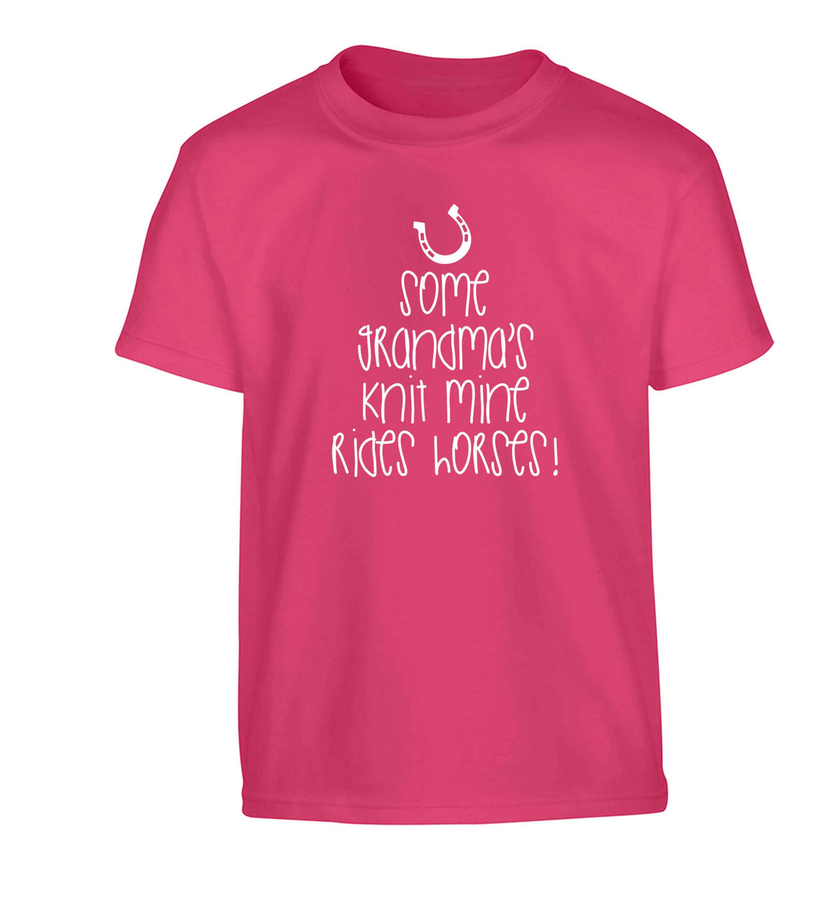 Some grandma's knit mine rides horses Children's pink Tshirt 12-13 Years