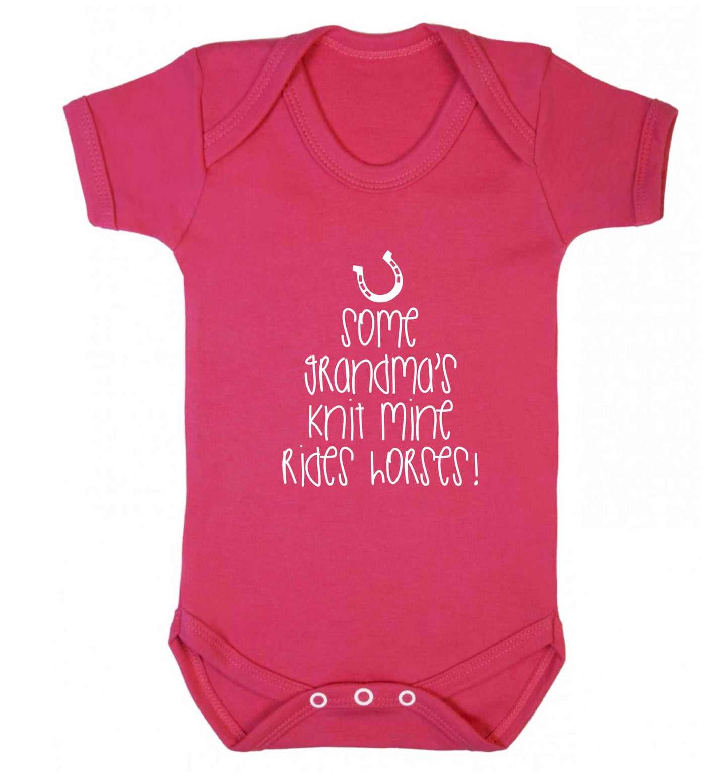Some grandma's knit mine rides horses baby vest dark pink 18-24 months