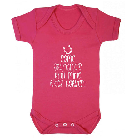 Some grandma's knit mine rides horses baby vest dark pink 18-24 months