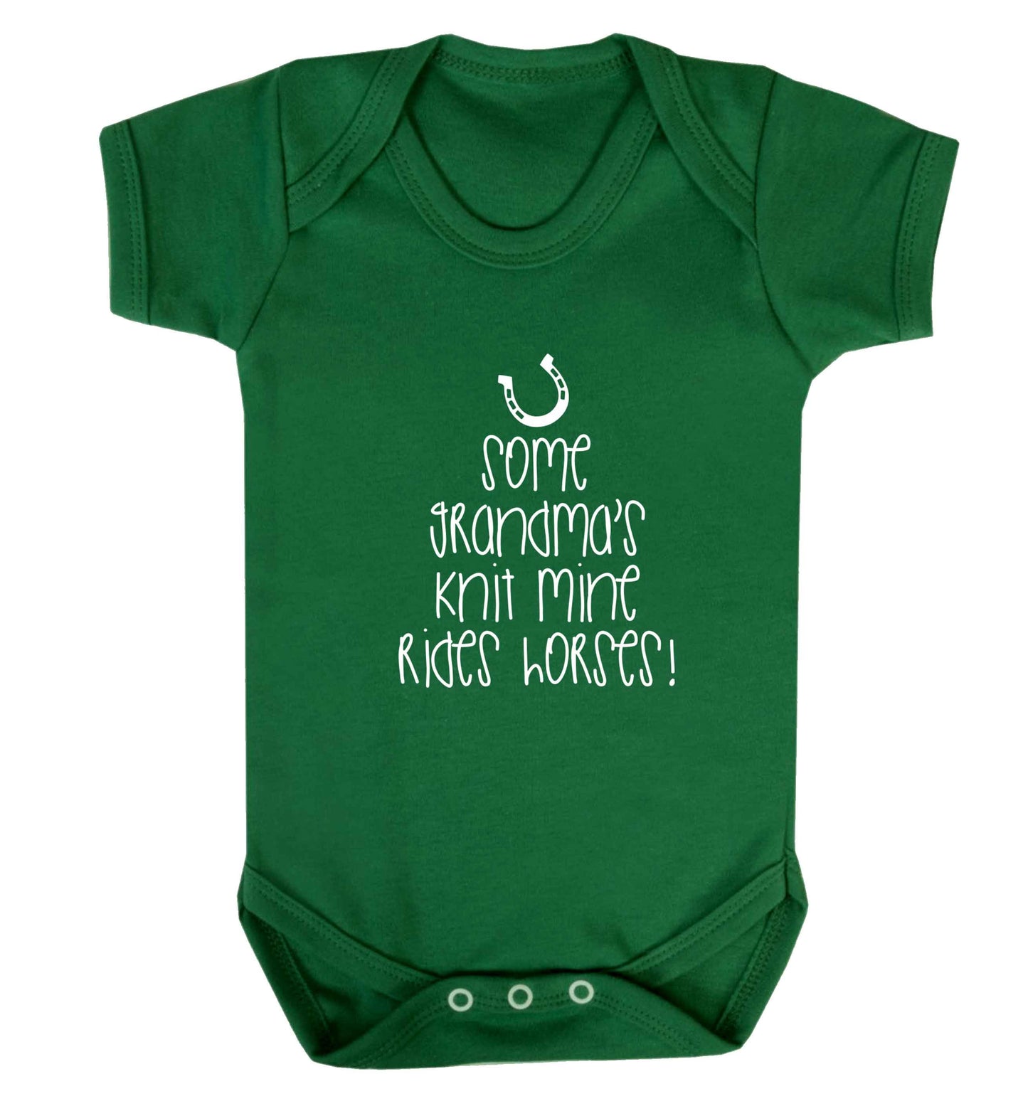 Some grandma's knit mine rides horses baby vest green 18-24 months
