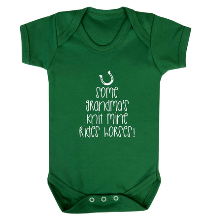 Some grandma's knit mine rides horses baby vest green 18-24 months
