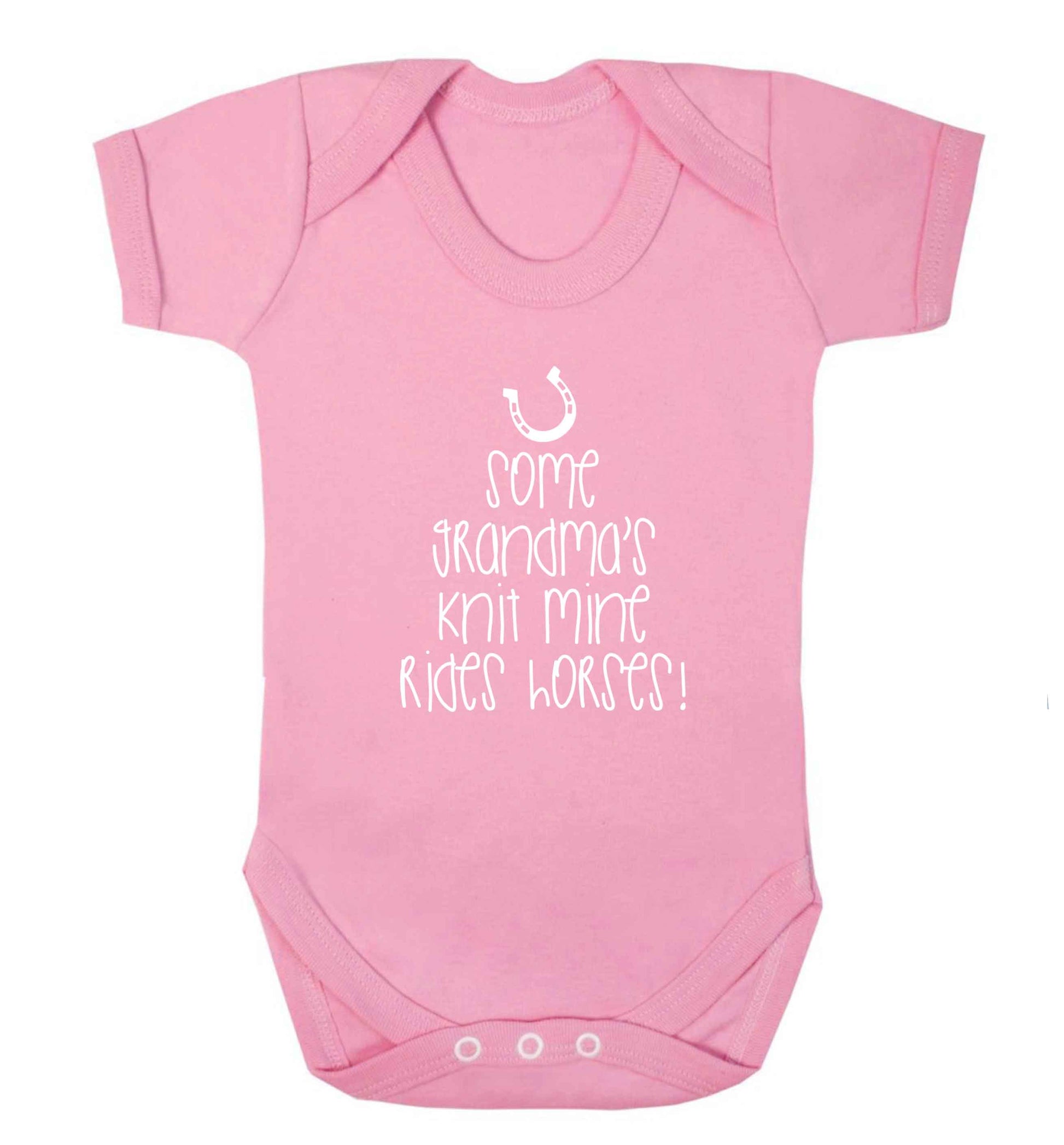 Some grandma's knit mine rides horses baby vest pale pink 18-24 months
