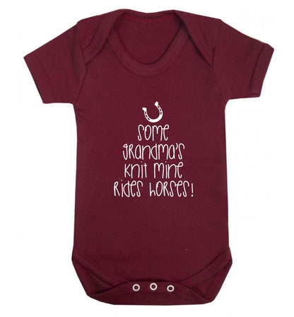 Some grandma's knit mine rides horses baby vest maroon 18-24 months