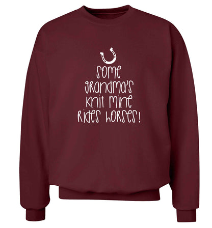 Some grandma's knit mine rides horses adult's unisex maroon sweater 2XL