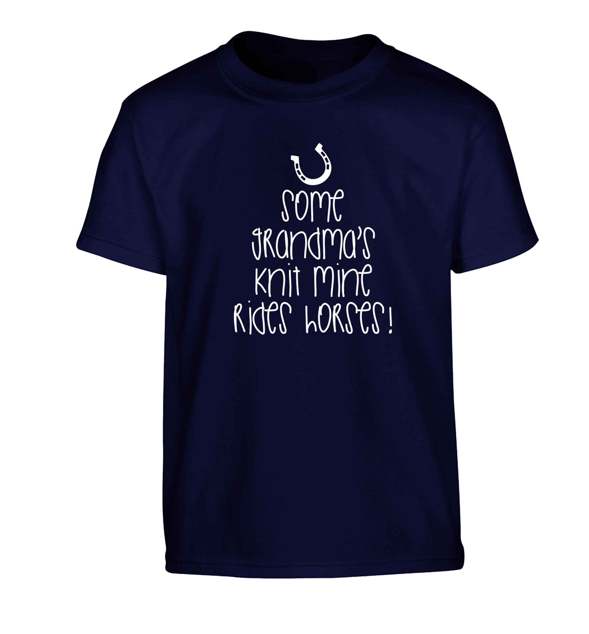 Some grandma's knit mine rides horses Children's navy Tshirt 12-13 Years