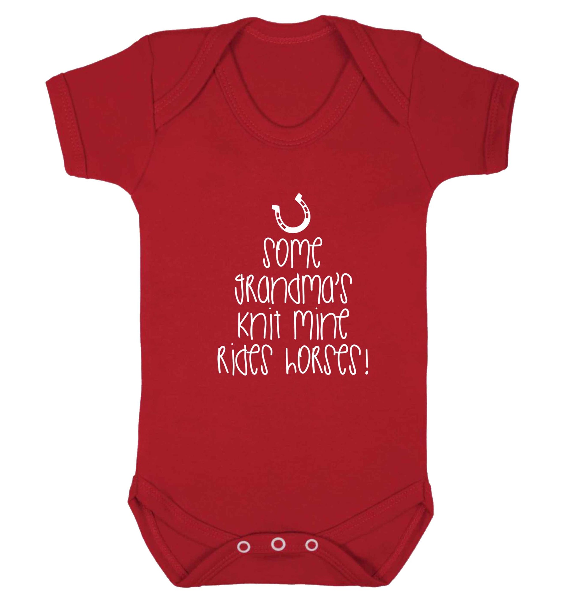 Some grandma's knit mine rides horses baby vest red 18-24 months
