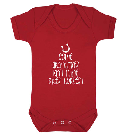 Some grandma's knit mine rides horses baby vest red 18-24 months