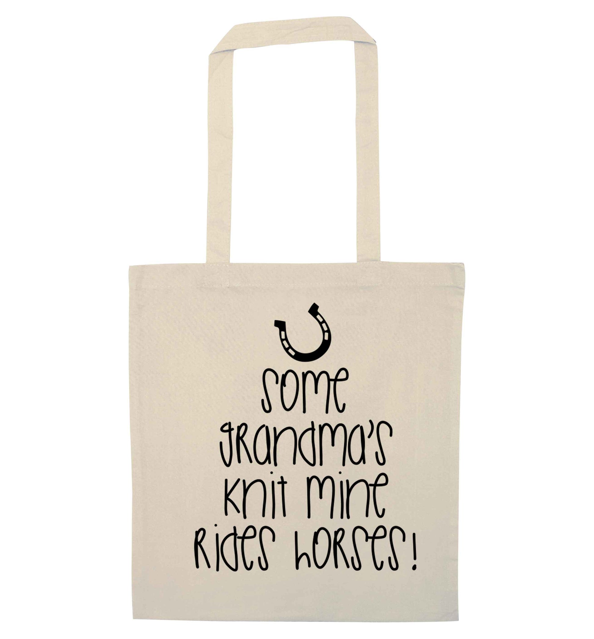 Some grandma's knit mine rides horses natural tote bag