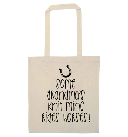 Some grandma's knit mine rides horses natural tote bag