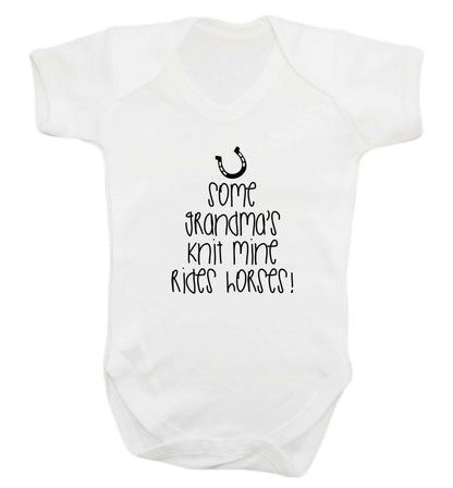 Some grandma's knit mine rides horses baby vest white 18-24 months