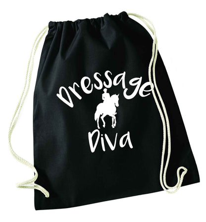 Dressage diva black drawstring bag