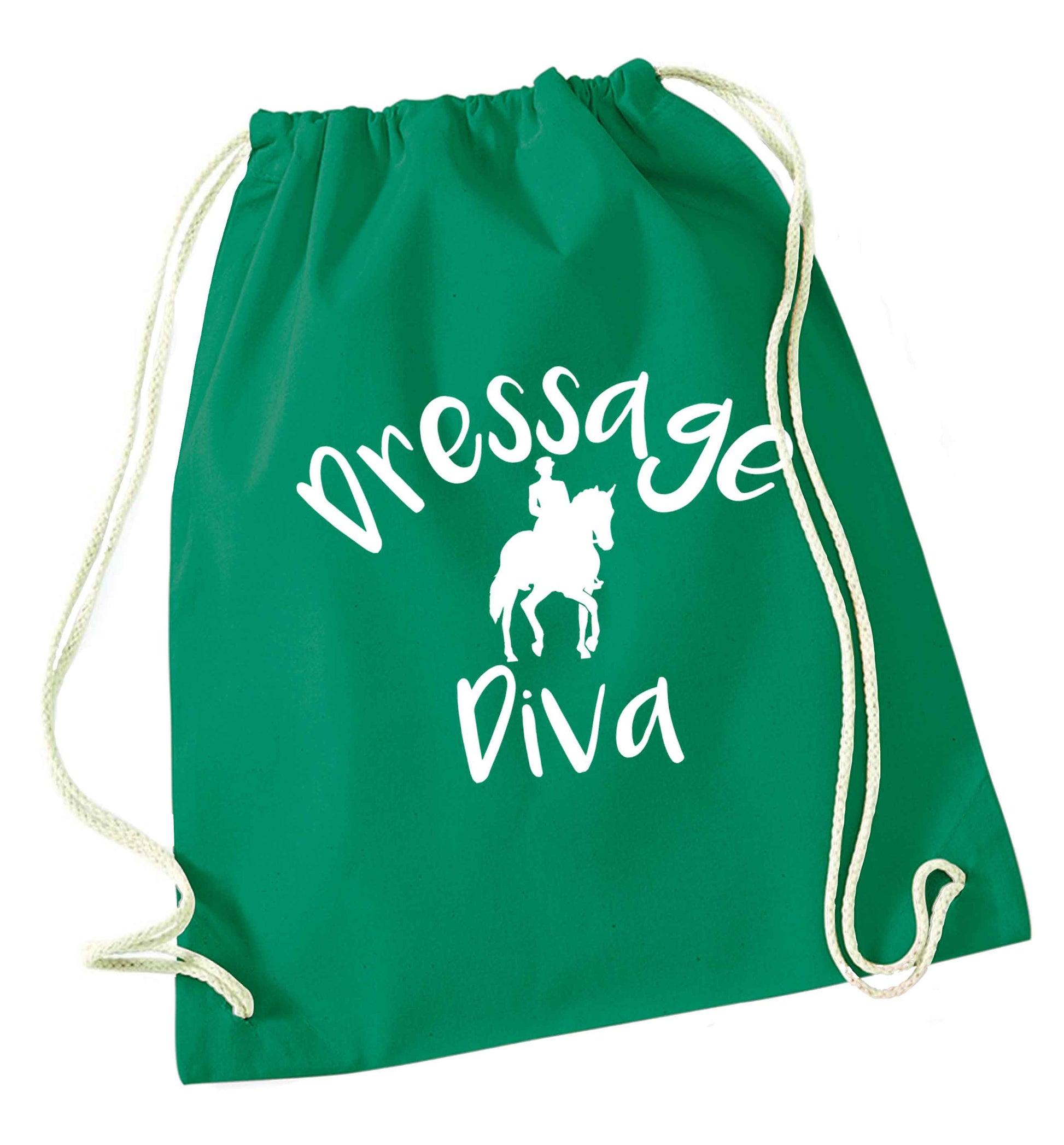 Dressage diva green drawstring bag