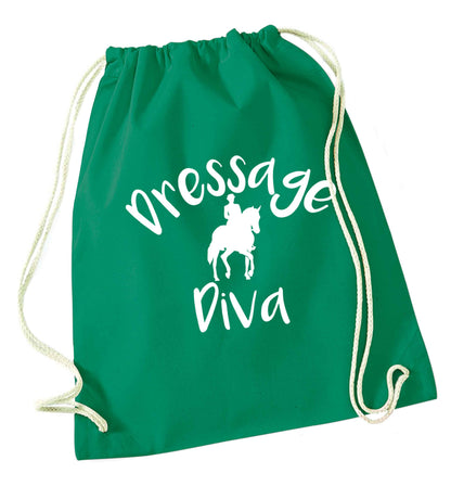 Dressage diva green drawstring bag