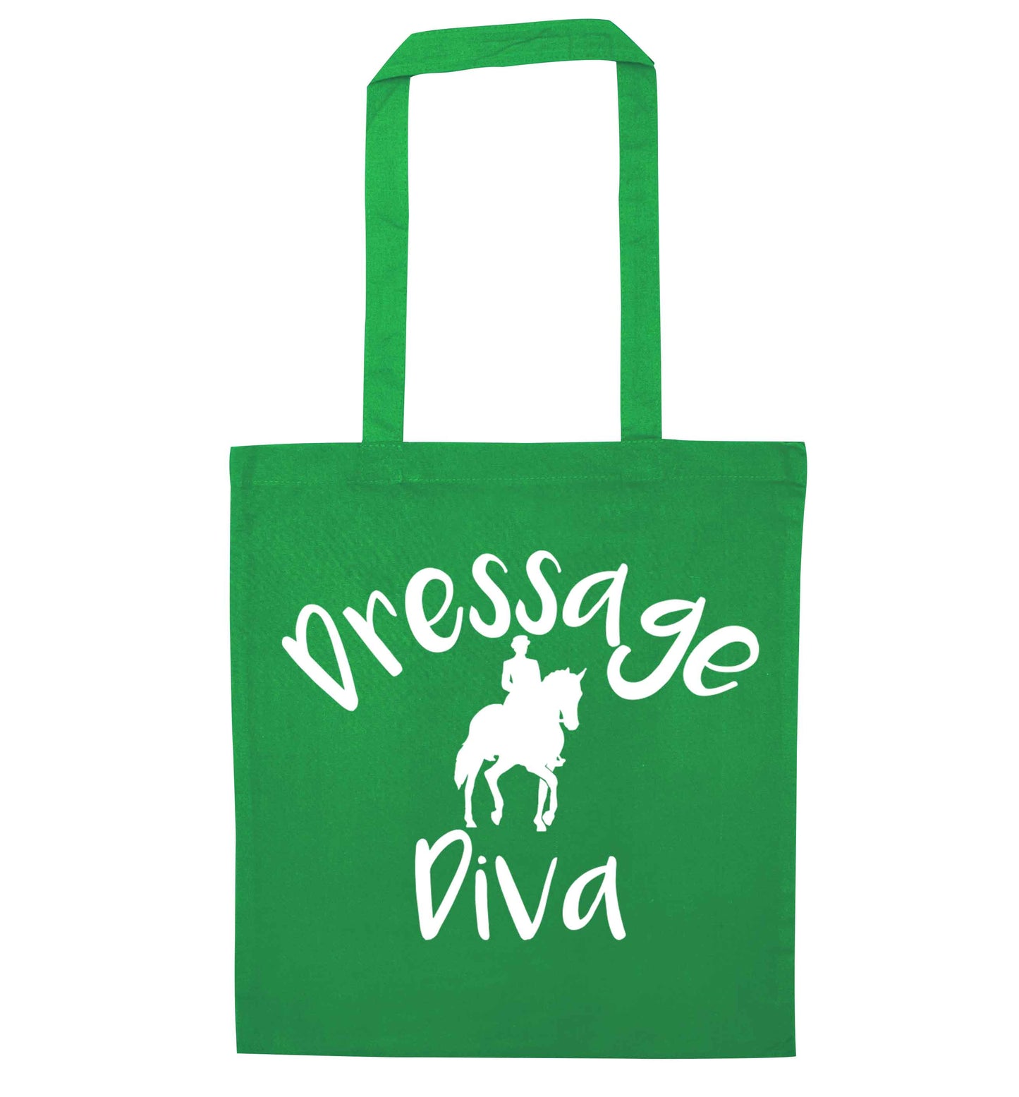 Dressage diva green tote bag