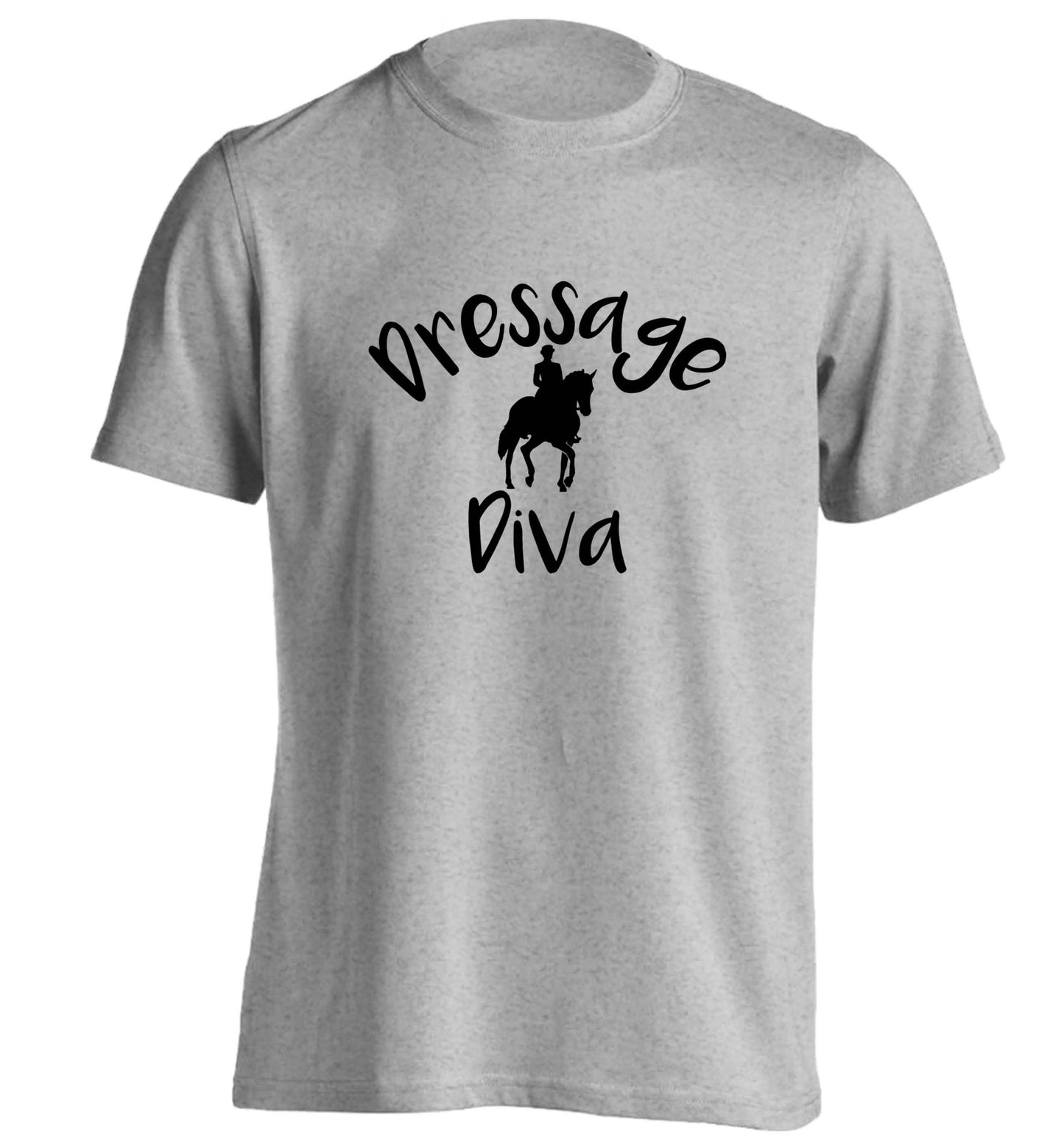 Dressage diva adults unisex grey Tshirt 2XL