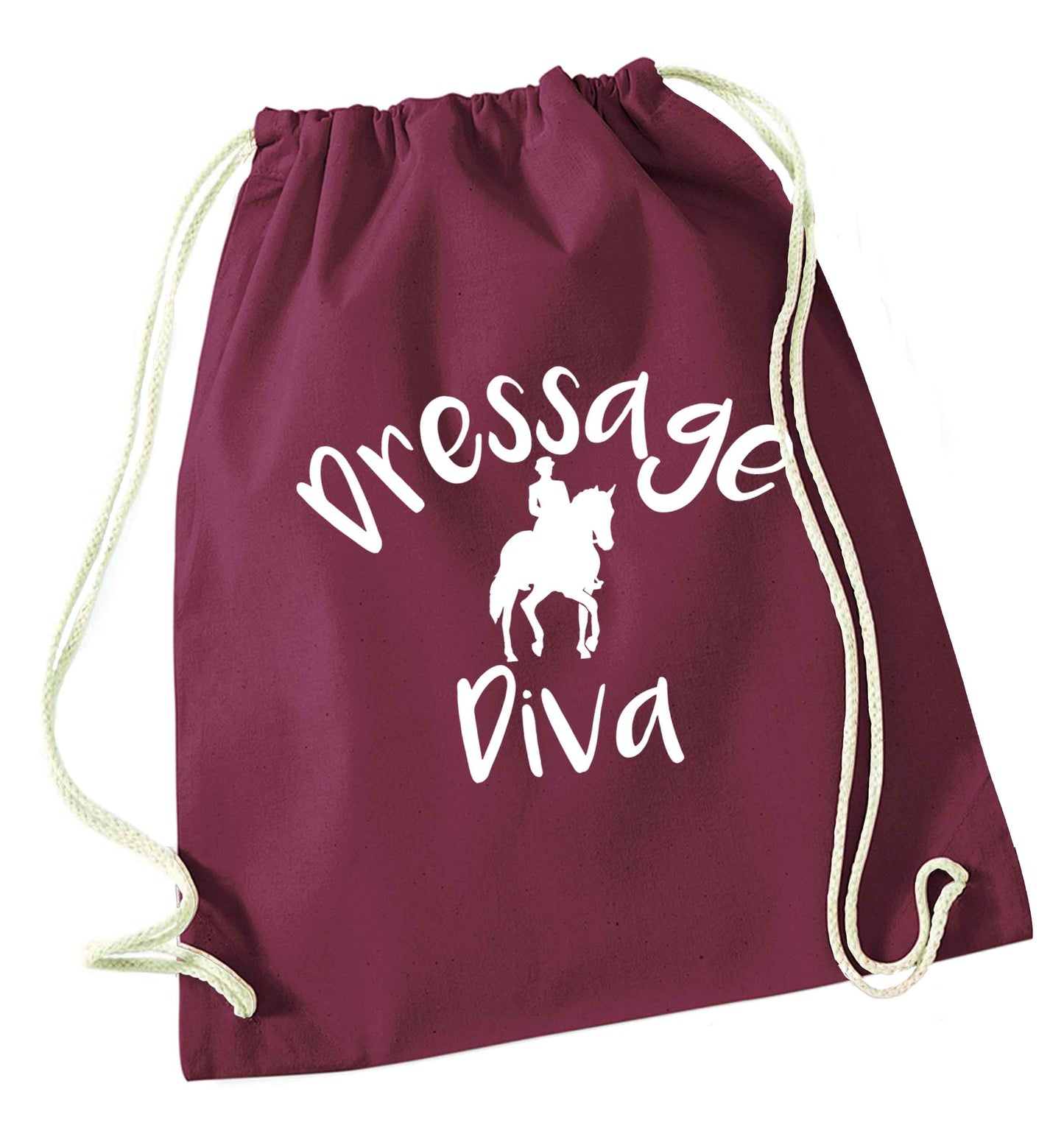 Dressage diva maroon drawstring bag