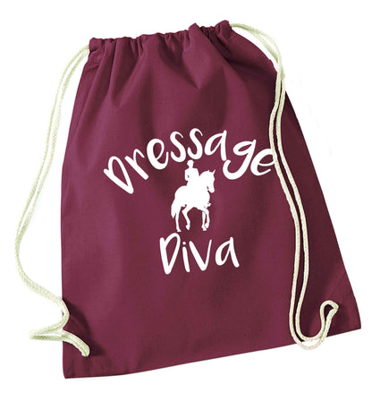 Dressage diva maroon drawstring bag