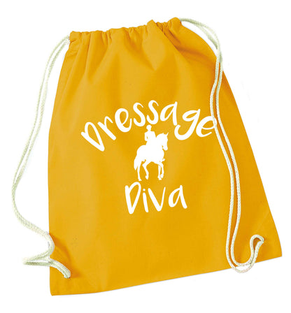 Dressage diva mustard drawstring bag