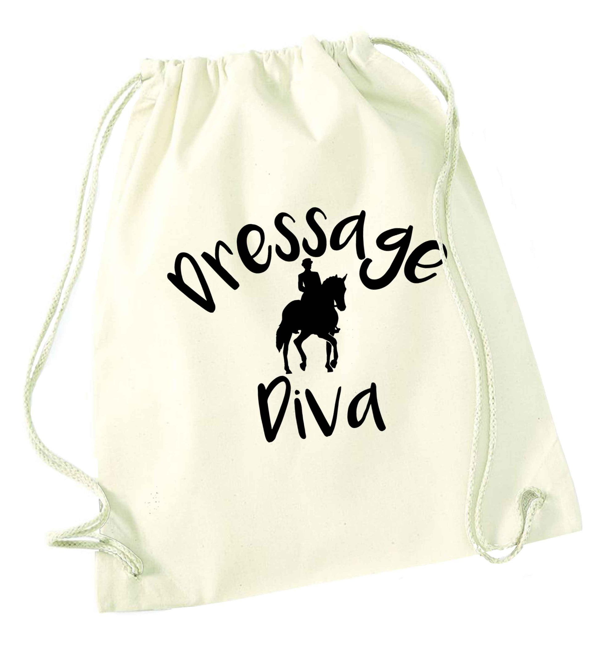 Dressage diva natural drawstring bag
