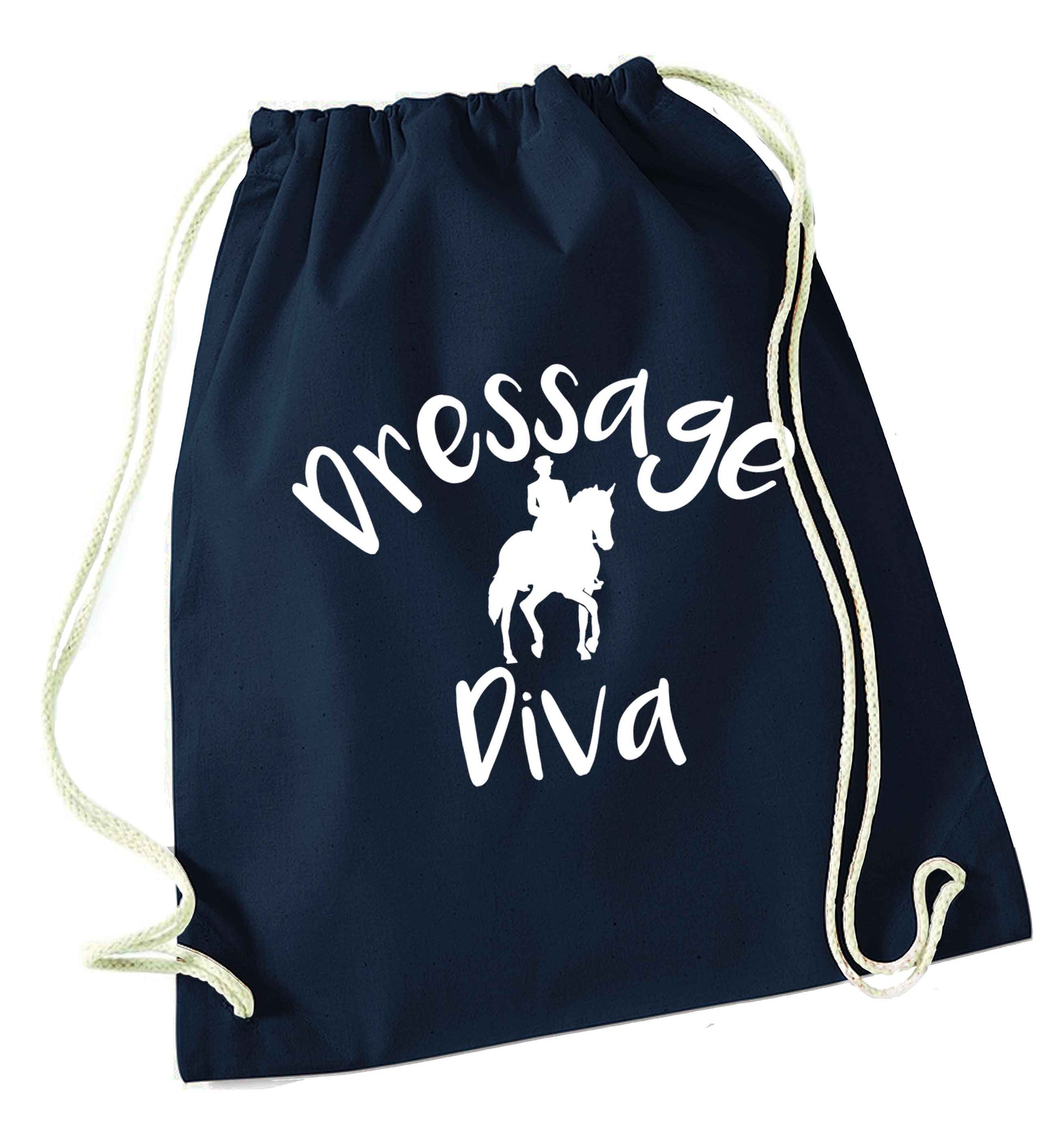 Dressage diva navy drawstring bag