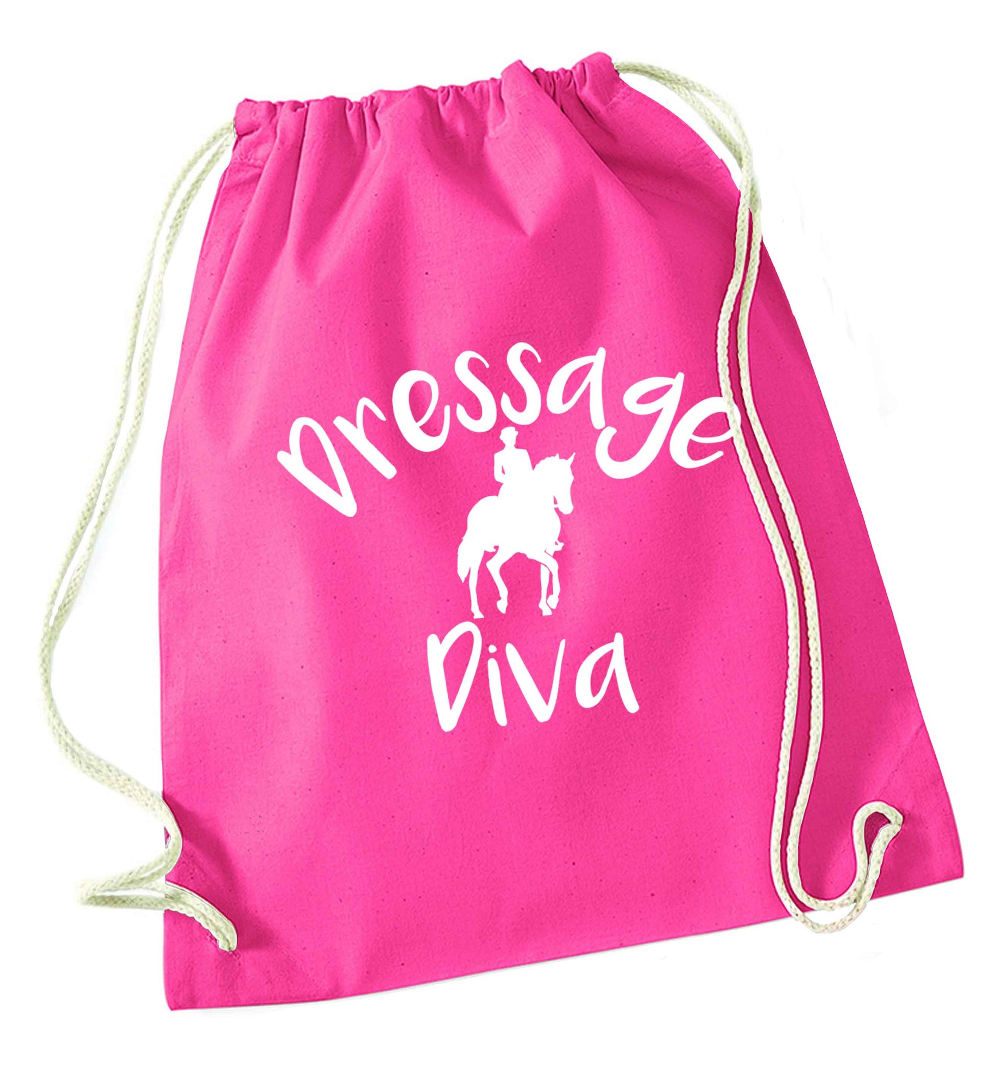 Dressage diva pink drawstring bag