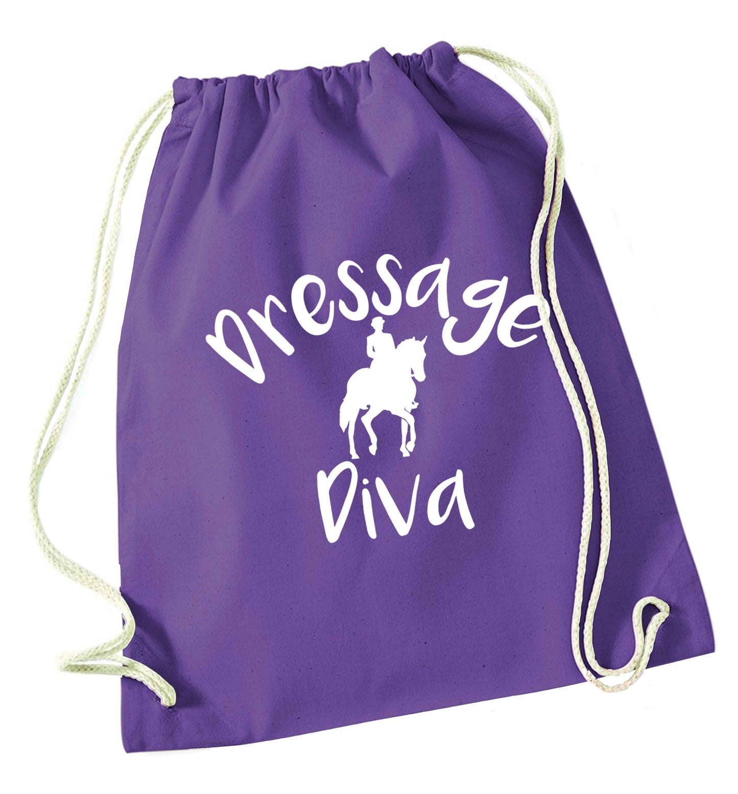 Dressage diva purple drawstring bag