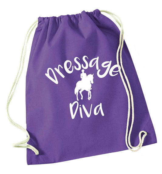 Dressage diva purple drawstring bag