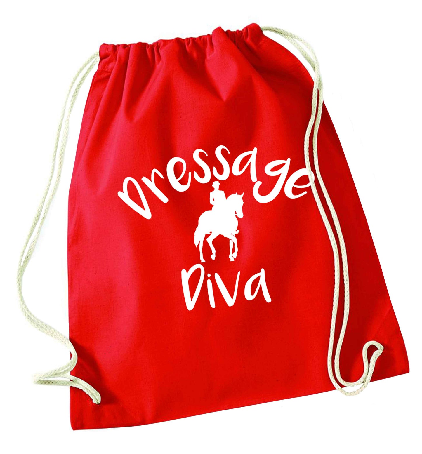 Dressage diva red drawstring bag 