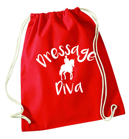Dressage diva red drawstring bag 