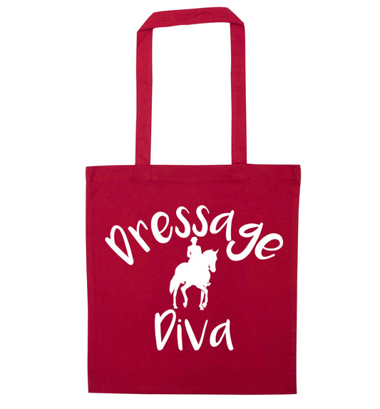 Dressage diva red tote bag