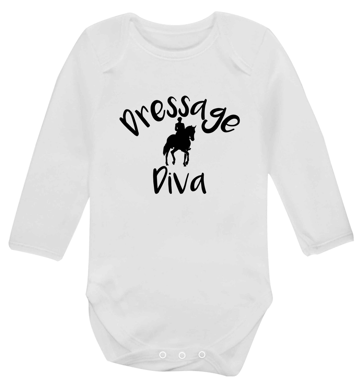 Dressage diva baby vest long sleeved white 6-12 months
