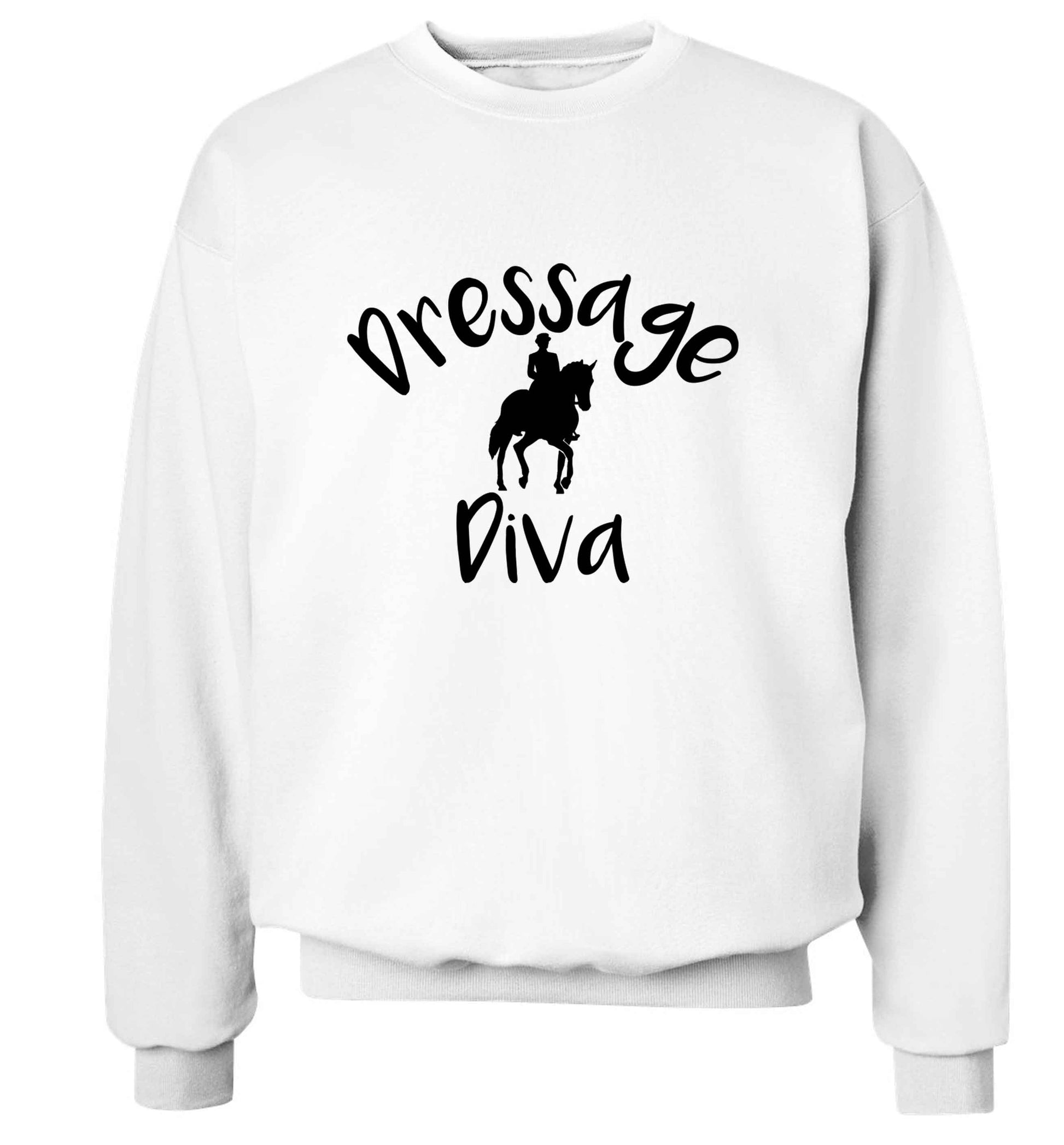 Dressage diva adult's unisex white sweater 2XL