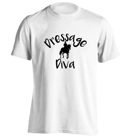 Dressage diva adults unisex white Tshirt 2XL