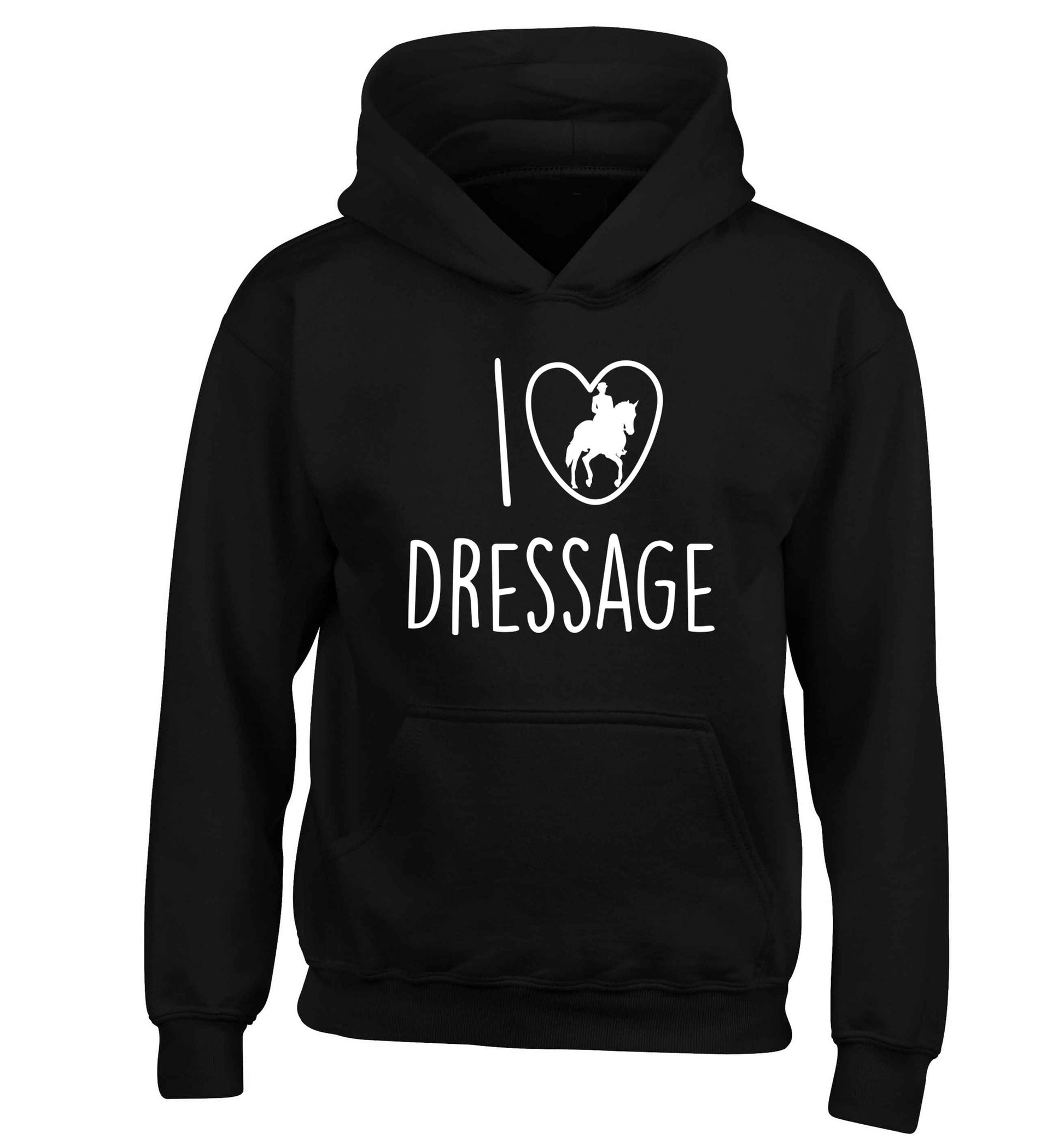 I love dressage children's black hoodie 12-13 Years